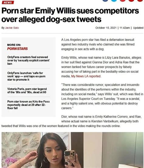 gianna dior stuck in doggy door|Porn star Emily Willis sues over alleged dog.